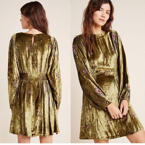 Anthropologie Dresses & Skirts - ANTHROPOLOGIE NICOLINE EMBROIDERED VELVET TUNIC